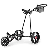 GYMAX Golftrolley faltbar, Golfwagen 3 Rad mit Anzeigetafel & Regenschirmhalter,...