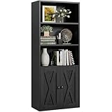 IRONCK Bücherregal mit 2 Türen, Standregal mit 5 Ebenen, Industriestil...