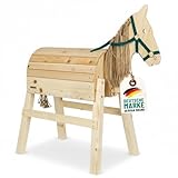 VOSS.garden Holzpferd für Kinder aus Kiefernholz, Spielpferd belastbar bis...