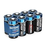 ANSMANN CR123A 3V Lithium Batterie, 8 Stück, 1500mAh, Einwegbatterie für...