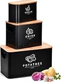 EOPUOZS Kartoffel Aufbewahrungsbox, 3er Set Zwiebel Kartoffel Knoblauch...