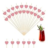 100 Stück Cocktailspieße,12 Cm Cocktail Picks Herzen Holz Zahnstocher,...
