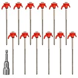 12x Zeltheringe, Drehbare Zeltheringe mit Gewinde, Schraubheringe Mit...