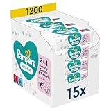 Pampers Sensitive Feuchttücher 15 Packungen mit 80 Stück - 1200 Feuchttücher,...