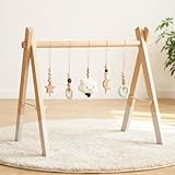 Spielbogen Baby Holz- Montessori Spielbogen mit 5 abnehmbaren Sensorischen...