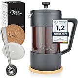 Milu French Press Kaffeebereiter | 350ml, 600ml, 1L | Glas Kaffeepresse,...