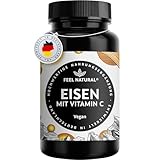Eisentabletten, 180 Stück – Eisen 20mg mit Vitamin C 40mg – hohe...