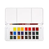 LUKAS Aquarell Studio Aquarellfarbe Reise-Set, 24 x halbe Pfannen in...