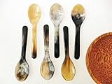 6 Stück Horn Eierlöffel/Portionslöffel kurz = 10 cm Bio Naturlöffel Öko...