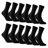 12 Paar Socken Herren Schwarz Business Socken Baumwolle Herrensocken 70203T WP...