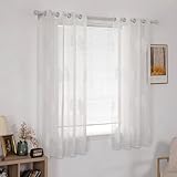 MIULEE Wohnzimmer Vorhänge Transparent mit Weiss Blätter Muster, Modern...