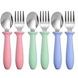 6 Stück Kinderbesteck ab 1 Jahr, Esslernbesteck Edelstahl Löffel Und Gabel...