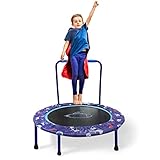 Trampolin Kinder Ø96cm, Mini Trampolin mit Verstellbarem Griff und...