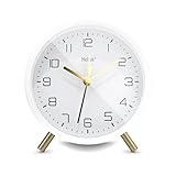 Mebus geräuschloser Wecker mit stylischem Design, Snooze und beleuchtetem...