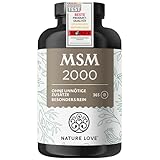 NATURE LOVE® MSM 2000mg mit Vitamin C - 365 laborgeprüfte Tabletten -...