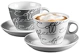 Ritzenhoff & Breker Cappuccino-Set Cornello 4-teilig, Grau, 180 ml, 2 Stück...