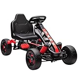 AIYAPLAY Gokart Tretauto mit Handbremse, Automatisches Kupplungssystem, Vor- und...