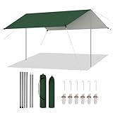 WOLTU Zeltplane Wasserdicht 3x3 m PU 3000 mm, UV-Schutzplane Tarp mit 2...
