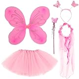 BDSHUNBF 5 Pcs Feen kostüm Kinder für Mädchen, Feenflügel Kinder...