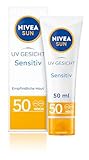 NIVEA SUN UV Gesicht Sensitiv Sonnenschutz LSF 50 (50 ml), parfumfreie...