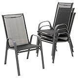 Nexos 4er Set Stapelstuhl aus Textilene + Stahl – Farbe: Rahmen...