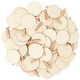 UTMACH 50 Stücke Holzklammern Natur mit Runder Scheibe Holzklammern mit DIY...
