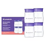 Lansinoh Muttermilchflaschen, 4 x 160 ml - zur sicheren Muttermilch Aufbewahrung...