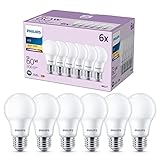 Philips Classic LED E27 Lampe, 60W, matt, warmweiß, nicht dimmbar, 6er Pack