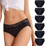 flintronic Damen Unterhosen Spitze Slip, 6er Pack Baumwolle Weich Unterwäsche,...