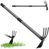 HARRMS Gartenhacke mit Stiel, 76cm, 3-Zinken-Doppelhacke Unkrautharke Metall,...