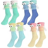 PYEUIFT 4 Paar Magnetische Socken mit Händen Geburtstag Hand in Hand Socken mit...