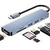 USB c hub, Multi Port USB C Adapter für MacBook Pro, 6 in 1 USB C zu HDMI Hub,...