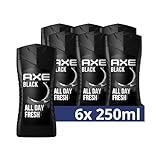 Axe 3-in-1 Duschgel & Shampoo Black für ganztägige Frische, unwiderstehlichen...