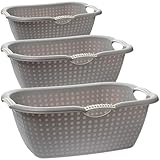 Sustania Wäschewanne, 3er Set - Große und stabile Wäschekörbe mit Griffen,...