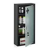 Relaxdays Medizinschrank, 4 Fächer, HxBxT: 57 x 27 x 12 cm, abschließbarer...
