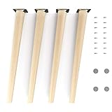 sossai® Holz-Möbelfüße - Clif Round | Natur (unbehandelt) | Höhe: 45 cm |...