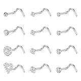 Zolure 18G Chirurgenstahl Nasenpiercing Cz Silber Nasenstecker Nostril Piercing...