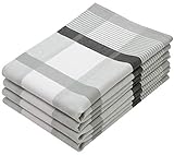 ZOLLNER 4er Set Geschirrtücher, Baumwolle, 50x70 cm, grau-kariert