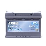 EXIDE Autobatterie 77Ah 12V 760A EA770 Premium B13 DIN/ISO L3 Starterbatterie
