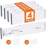 Lifewit 4er-Set Verstellbar Schubladentrenner 10cm hoch und 34,3-55,9 cm länge,...