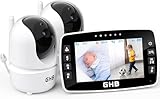 GHB Babyphone mit Kamera 4,3 Zoll Babyphone 350° Rotation Nachtsicht...