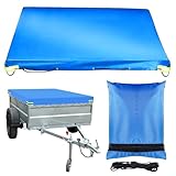 Anhängerplane 209x115x10cm, Abdeckplane Anhänger Wasserfest mit Planenseil,...