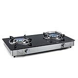Klarstein Gaskocher 2-Flammig, 7,7kW Camping Gaskocher für Innenbereich,...