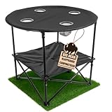 BigDean Campingtisch faltbar 4 Getränkehalter 2fache Ablage Camping Tisch...