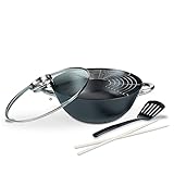 GSW 860956 GUSSEISEN PROFESSIONELL Multifunktionstopf/Wok-Set mit Glasdeckel...