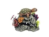 Nobby Aqua Ornaments SCHILDKRÖTE AUF FELS mit Pflanzen, 13,5 x 8,5 x 10,7 cm, 1...