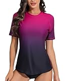 Halcurt Damen Rash Guard Kurzarm UV Shirt mit BH Sonnenschutz UPF 50+...