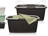 Hausfelder Wäschewanne 58x37x25cm mit Henkel – Wäschewannen 2er Set - Stabil...
