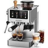 AIRMSEN Siebträger-Espressomaschine mit Kegelmahlwerk & Milchschäumer – 20...