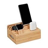 Relaxdays Ladestation, für Apple Watch, Bambus, HxBxT 11 x 17 x 13 cm,...